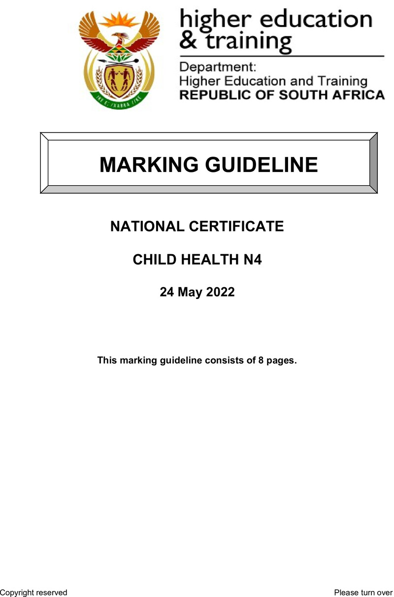 Child Health N4 June Memo 2022 Edited