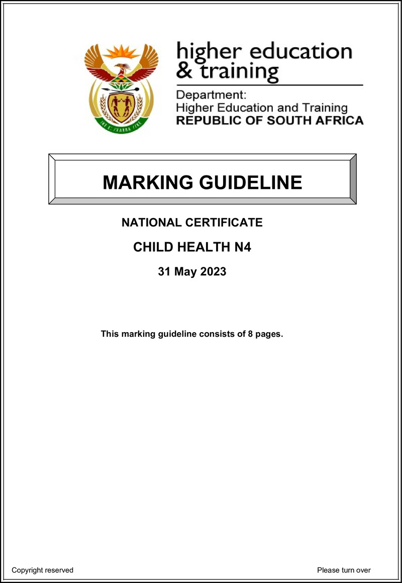 Child Health N4 Memo June 2023