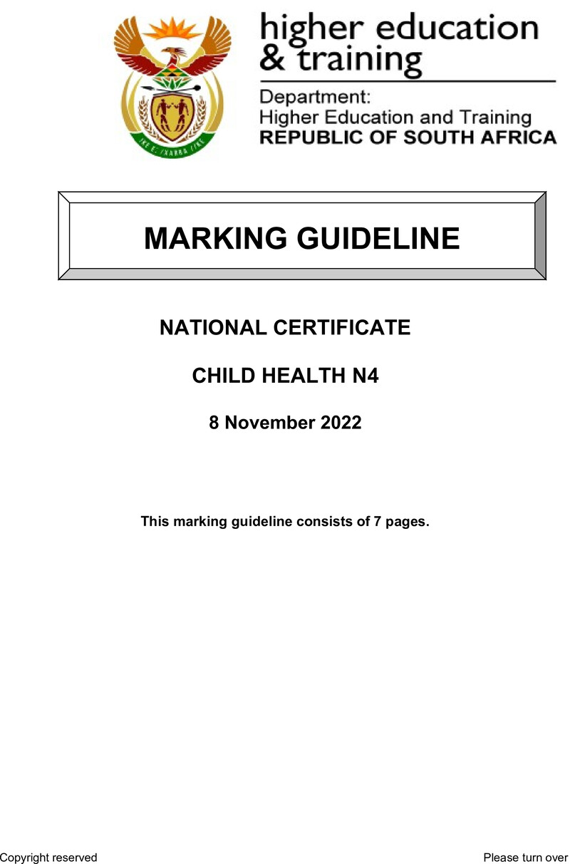 Child Health N4 Nov Memo 2022 Edited