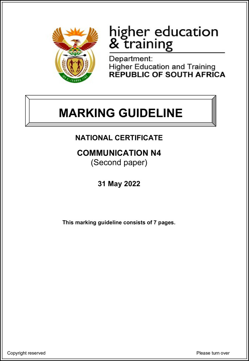 Communication N4 P2 Memo June 2022