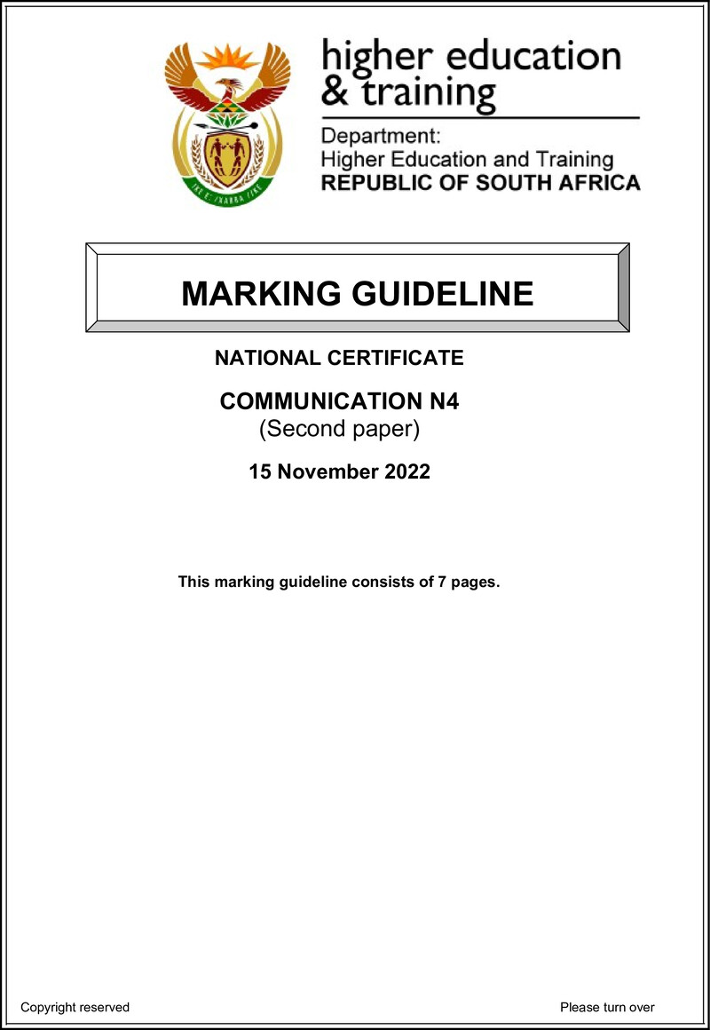 Communication N4 P2 Memo Nov 2022