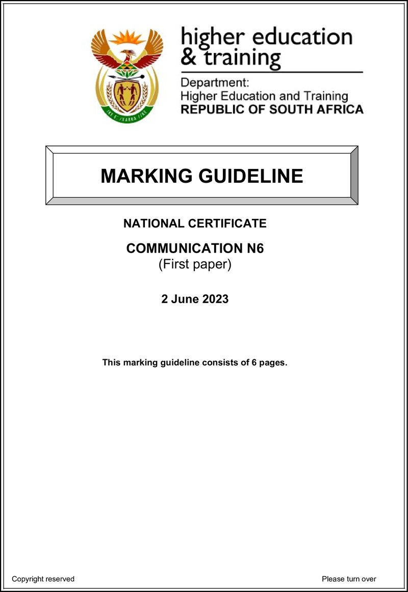 Communication N6 P1 Memo June 2023