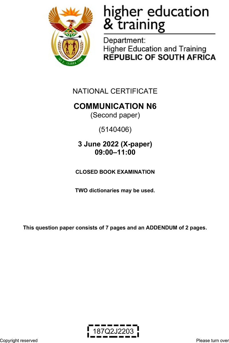 Communication N6 P2 QP June 2022