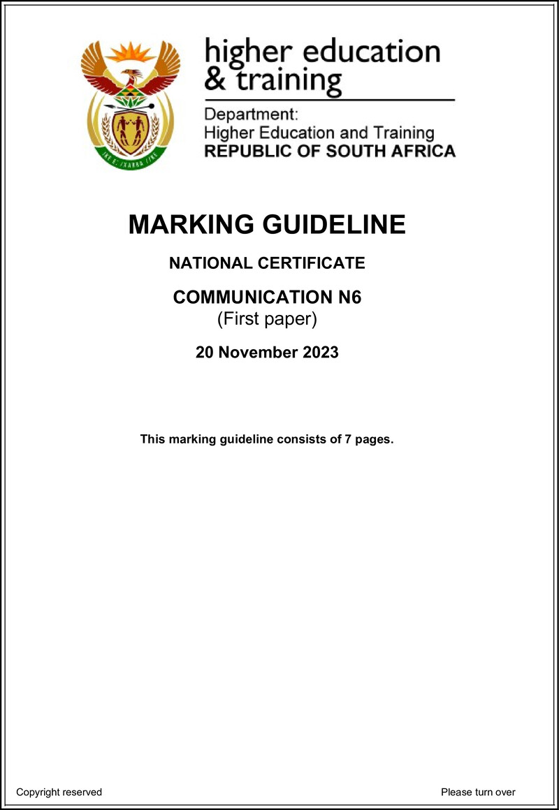 N190 Communication N6 P1 Nov MEMO 2023 preview