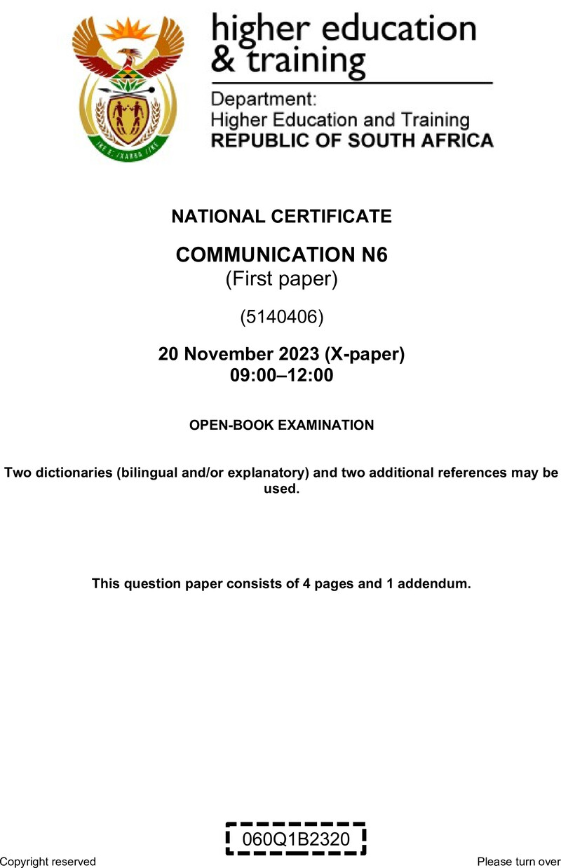 N190 Communication N6 P1 Nov QP 2023 preview
