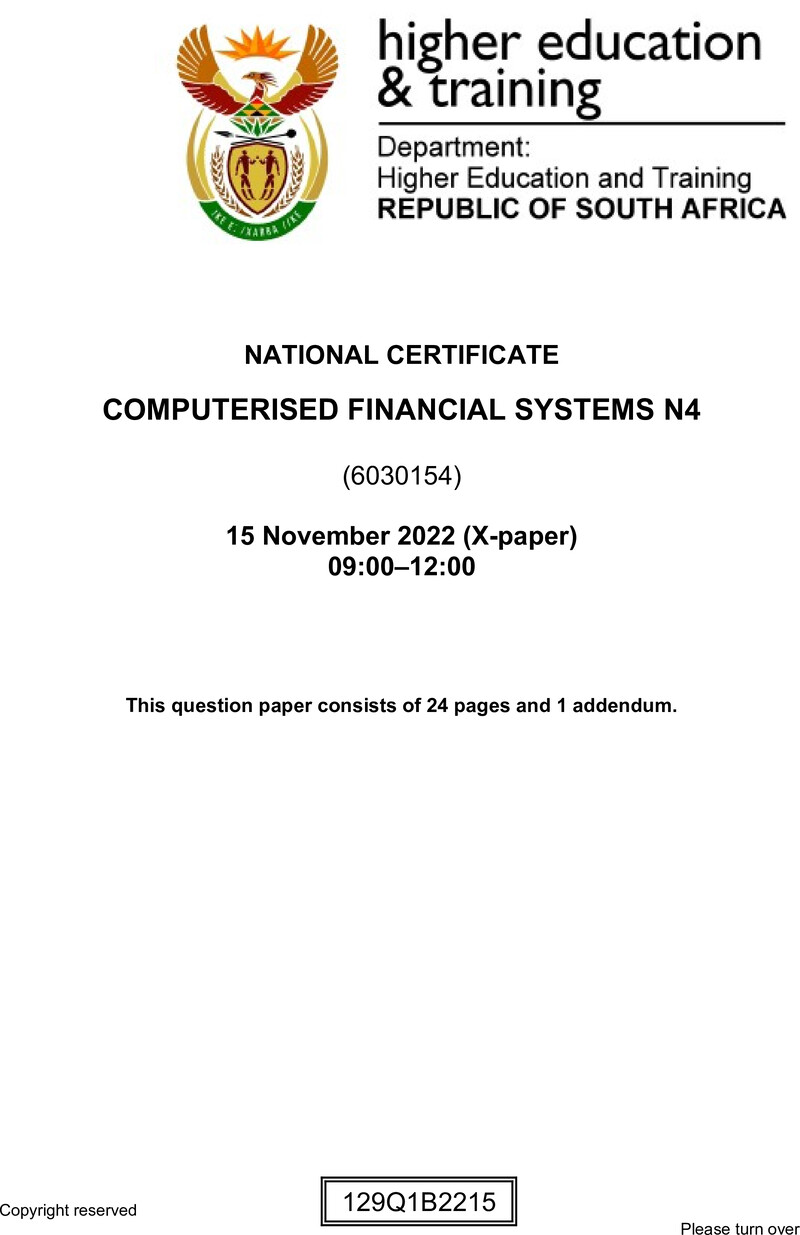 Financial Systems N4 QP Nov 2022 De Jager preview