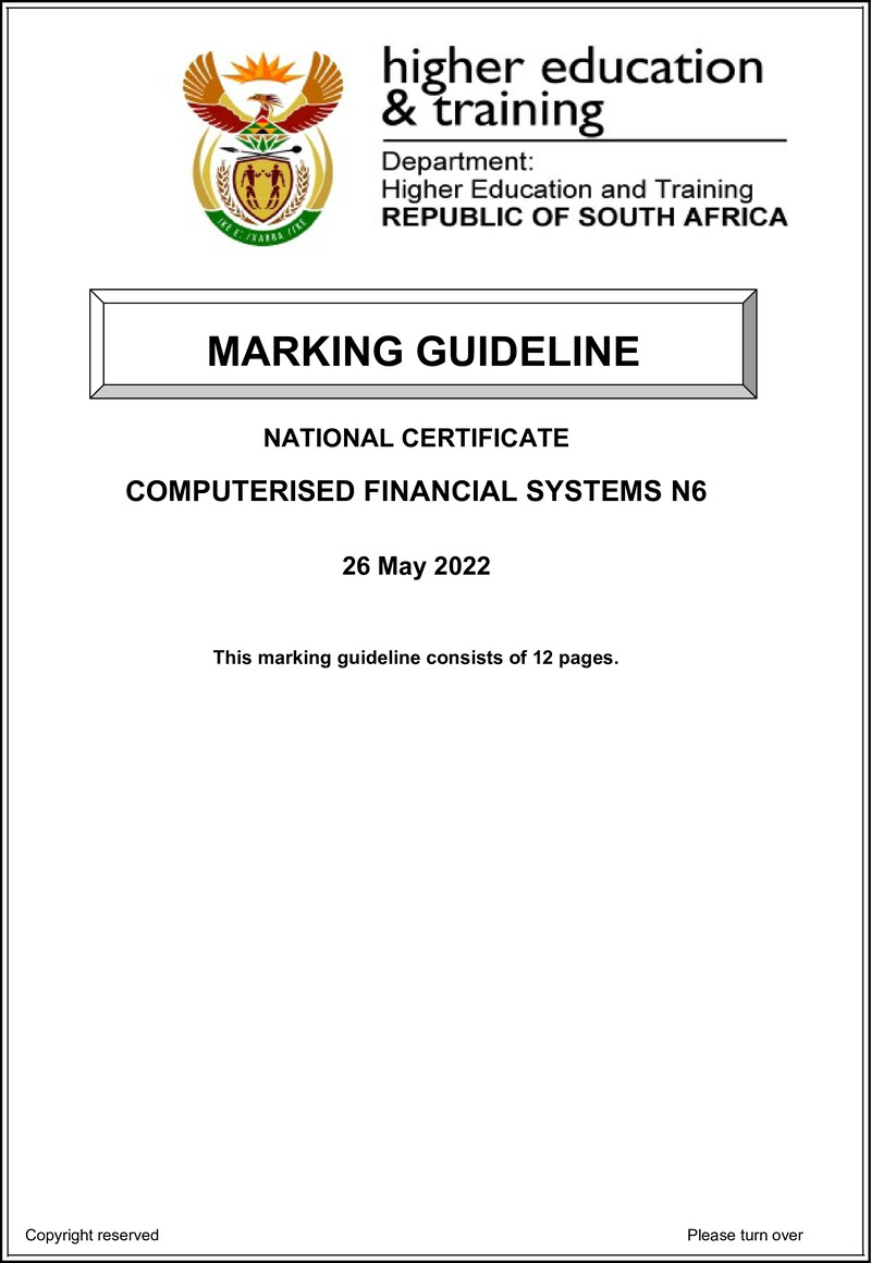 Financial Systems N6 June MEMO 2022 preview
