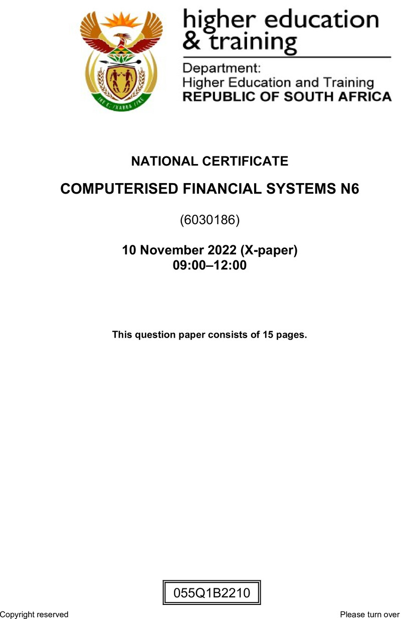 Financial Systems N6 Nov QP 2022 De Jager preview