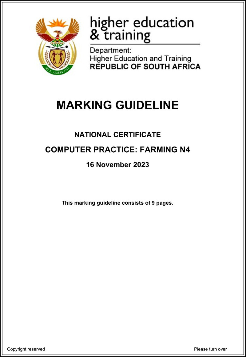 N Computer Practice Farming N4 Memo Nov 2023