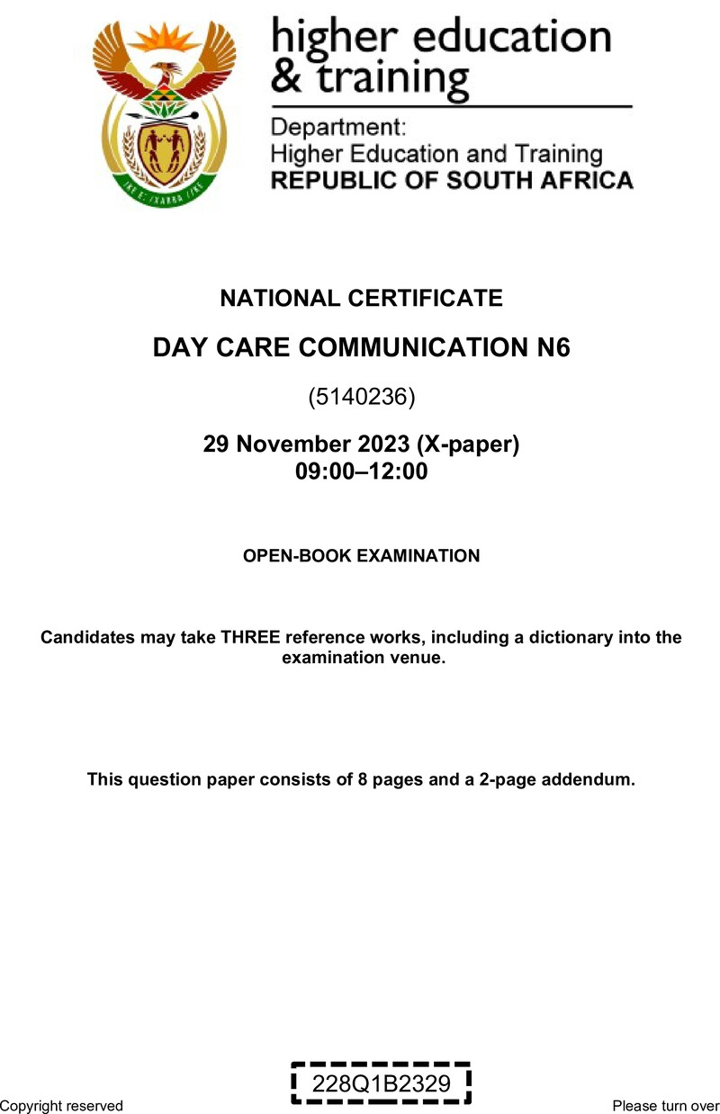N330 Day Care Communication N6 QP Nov 2023 1 Watson