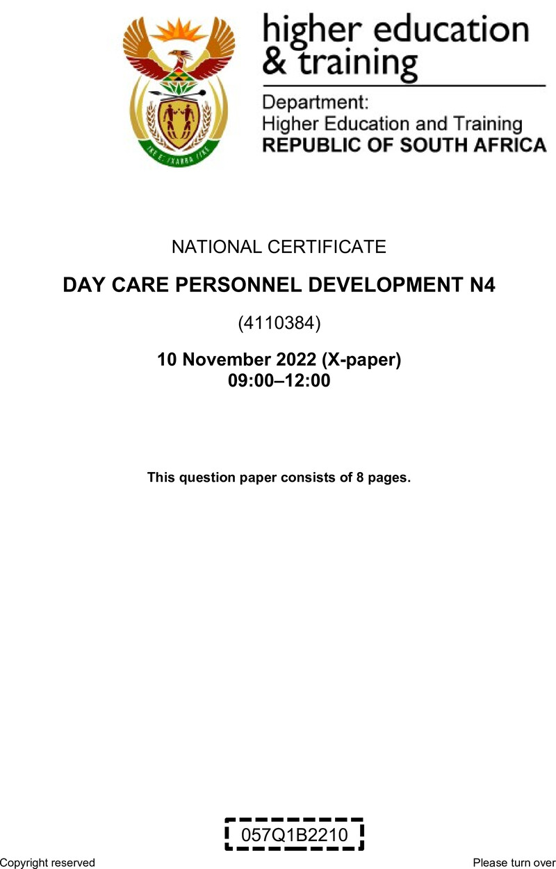 Day Care Personnel Development N4 QP Nov 2022 Edited Ettienne