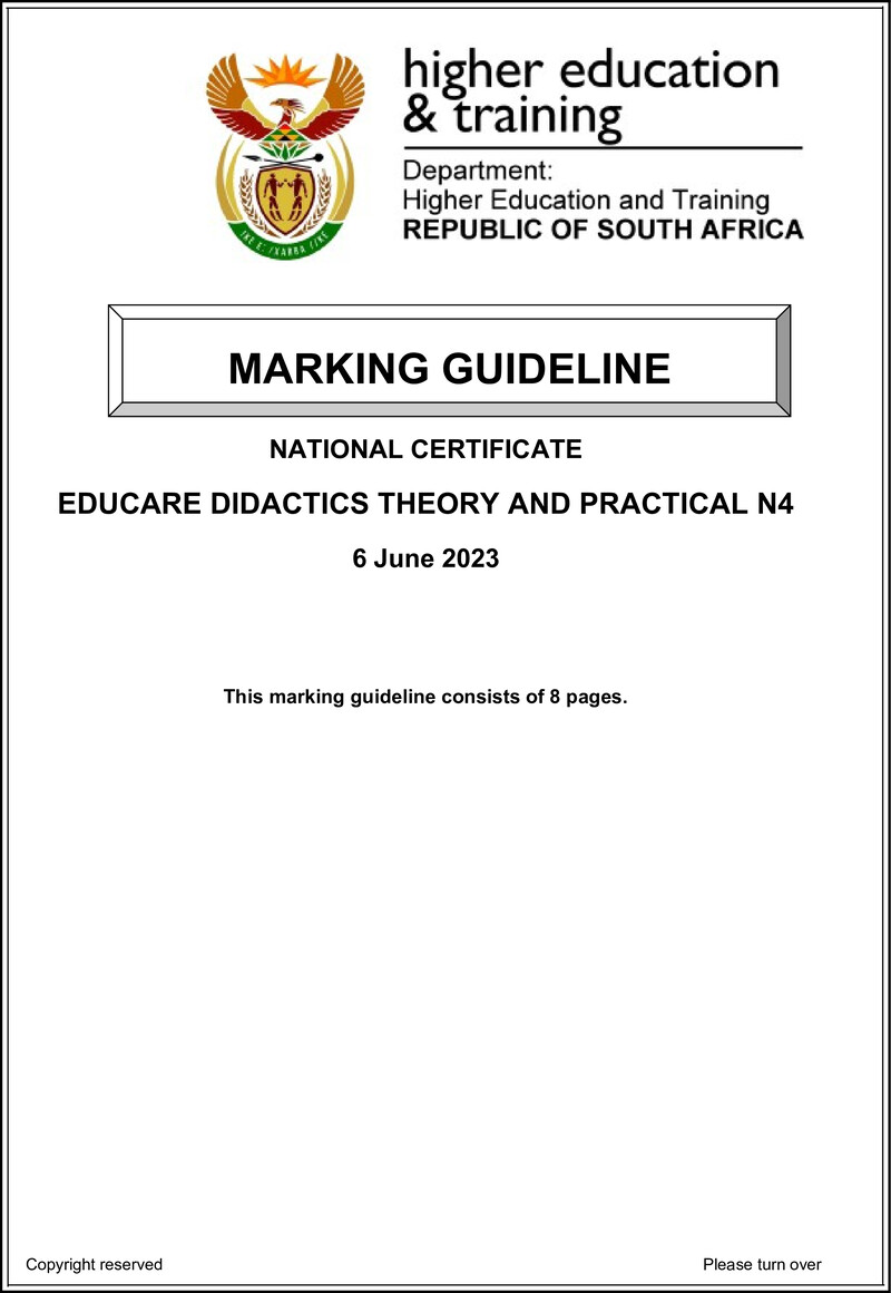 Educare Didactics Theory And Practical N4 Memo June 2023
