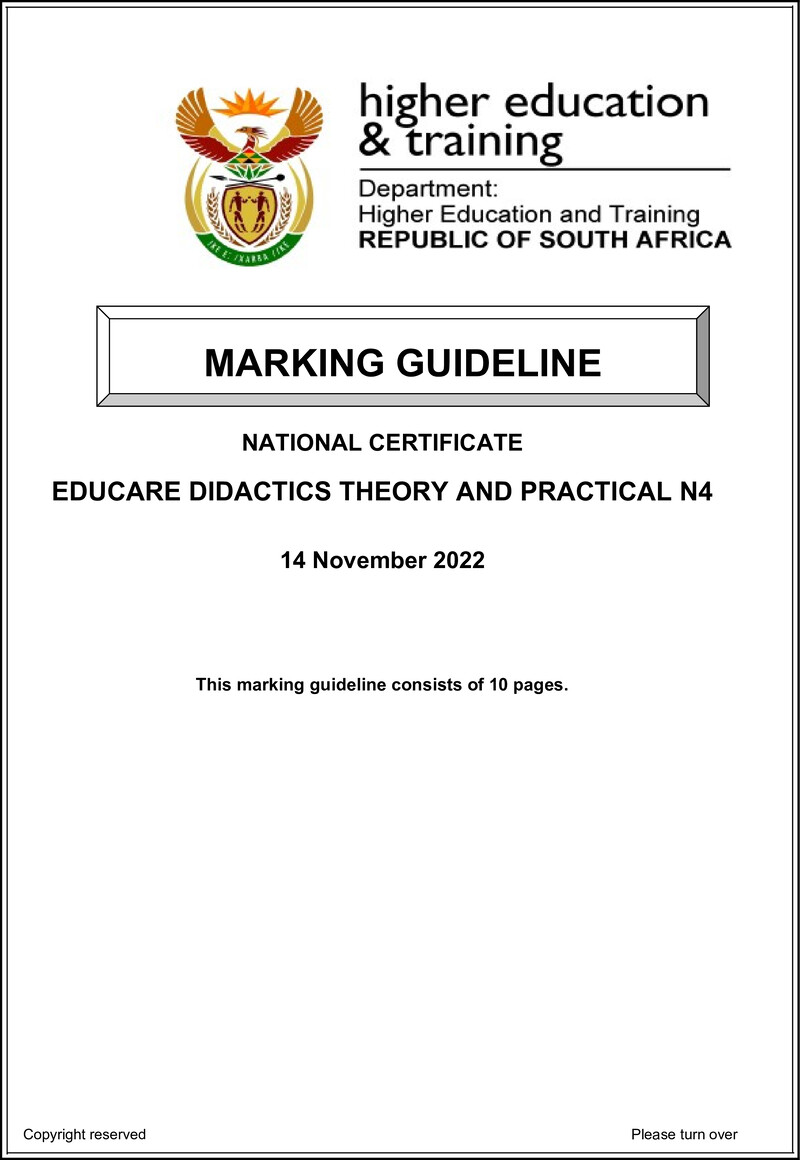 Educare Didactics Theory And Practical N4 Memo Nov 2022