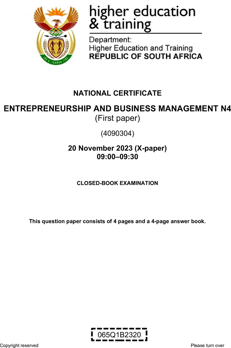 N440 Entrepreneurship And Business Management N4 P1 QP Nov 2023 Edited Gerber
