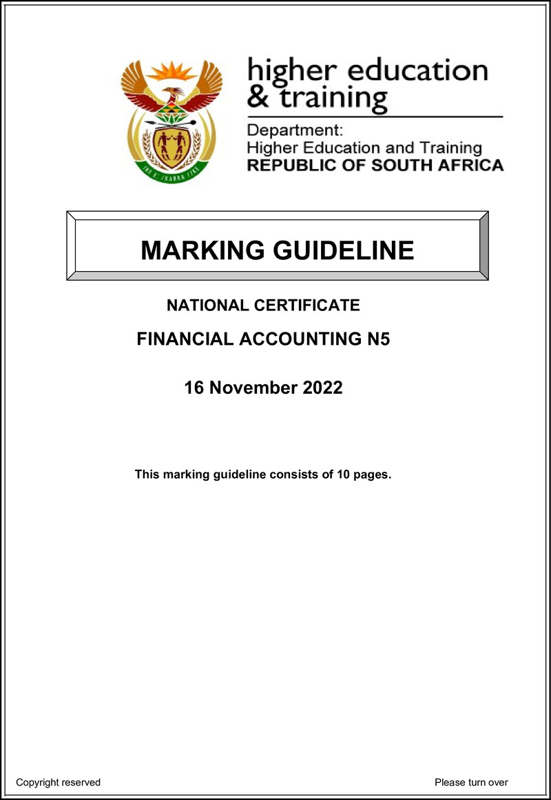 Financial Accounting N5 Memo Nov 2022 Edited