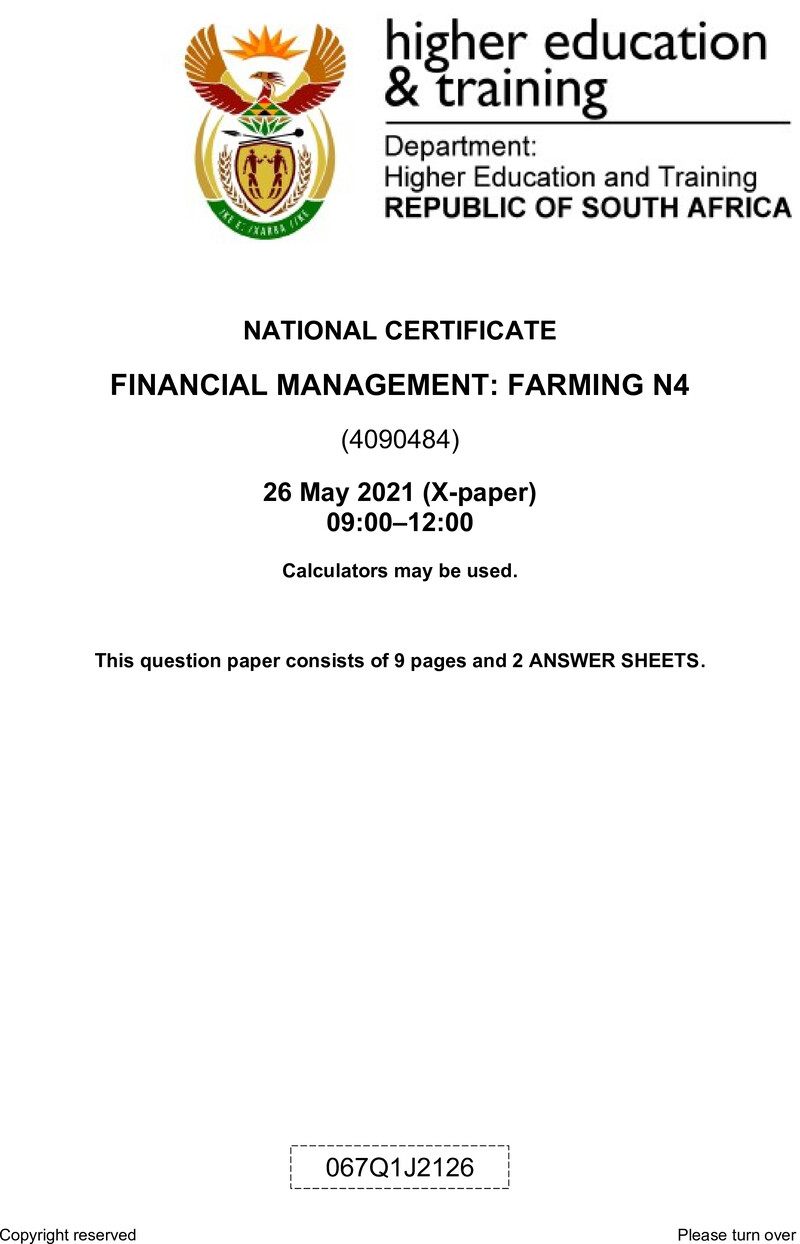 Financial Management Farming N4 QP June 2021 Edited