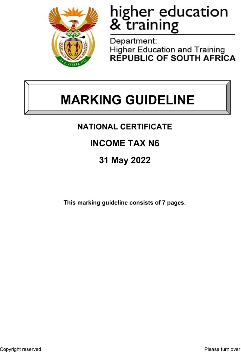 Income Tax N6 June Memo 2022 Edited