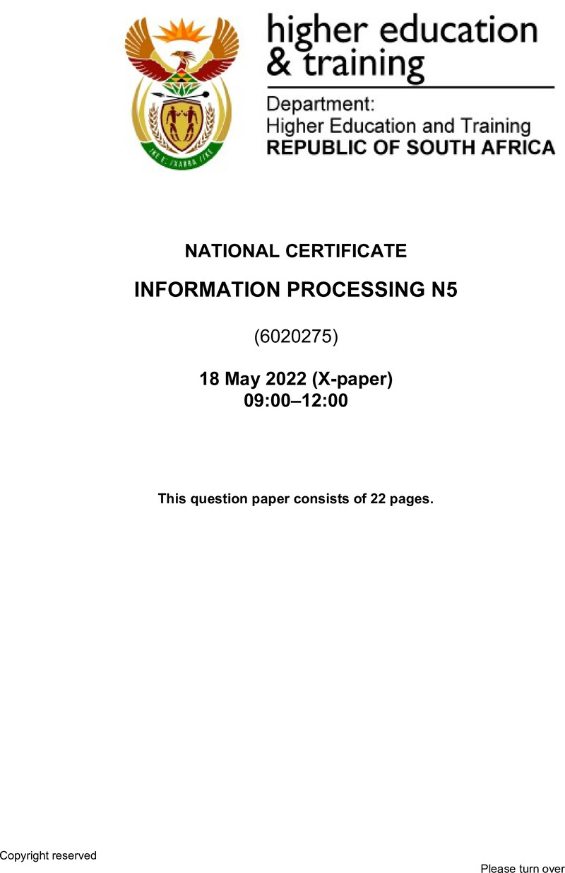 Information Processing N5 QP June 2022