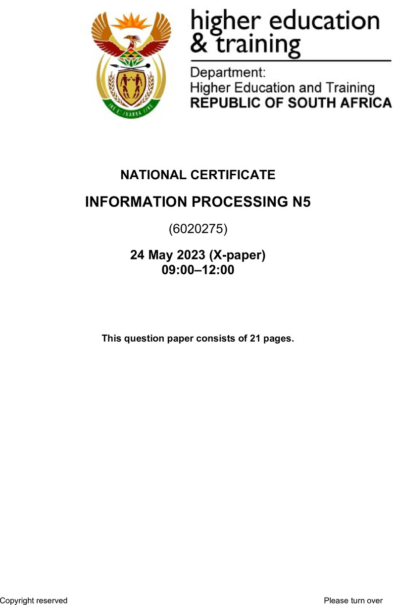 Information Processing N5 QP June 2023