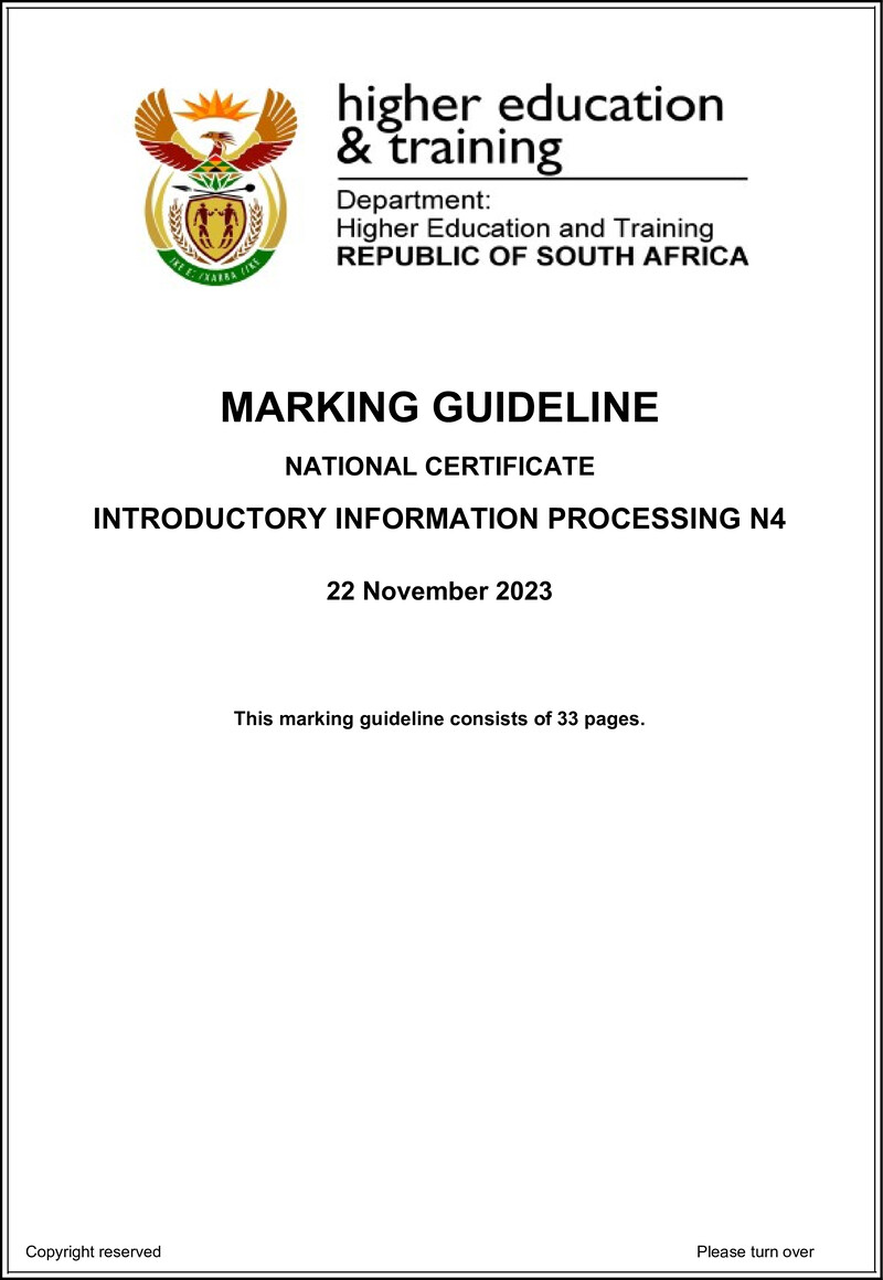 N840 Introductory Information Processing N4 Memo Nov 2023
