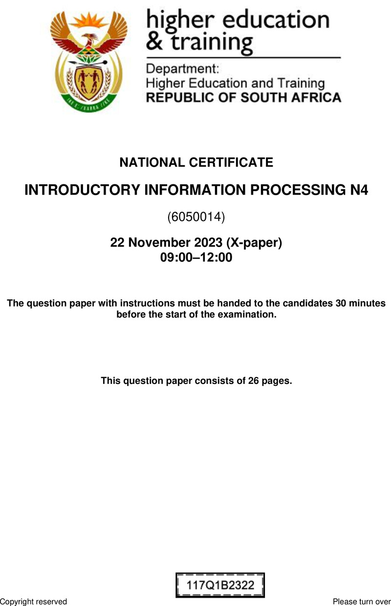 N840 Introductory Information Processing N4 QP Nov 2023