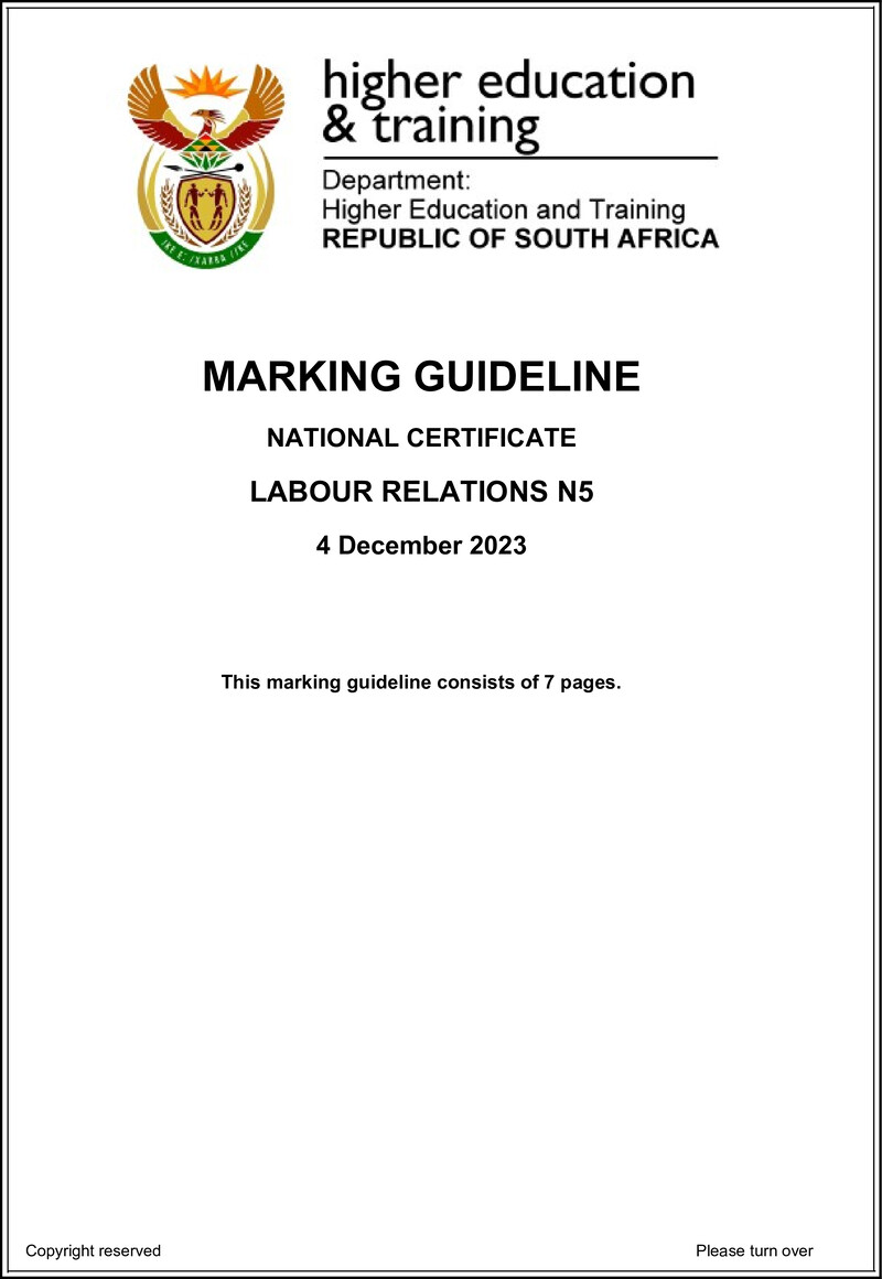 N960 Labour Relations N5 Memo Nov 2023