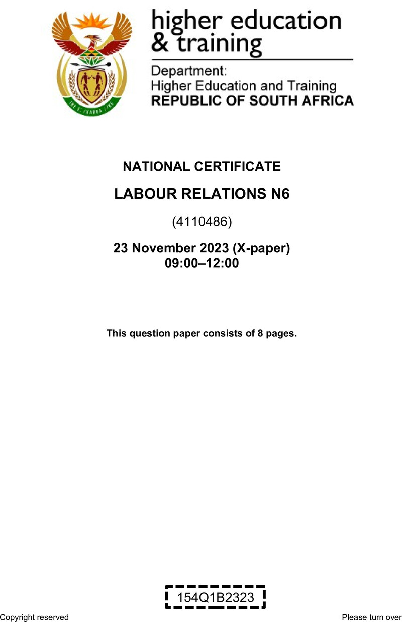 N970 Labour Relations N6 QP Nov 2023 Edit Posthumus