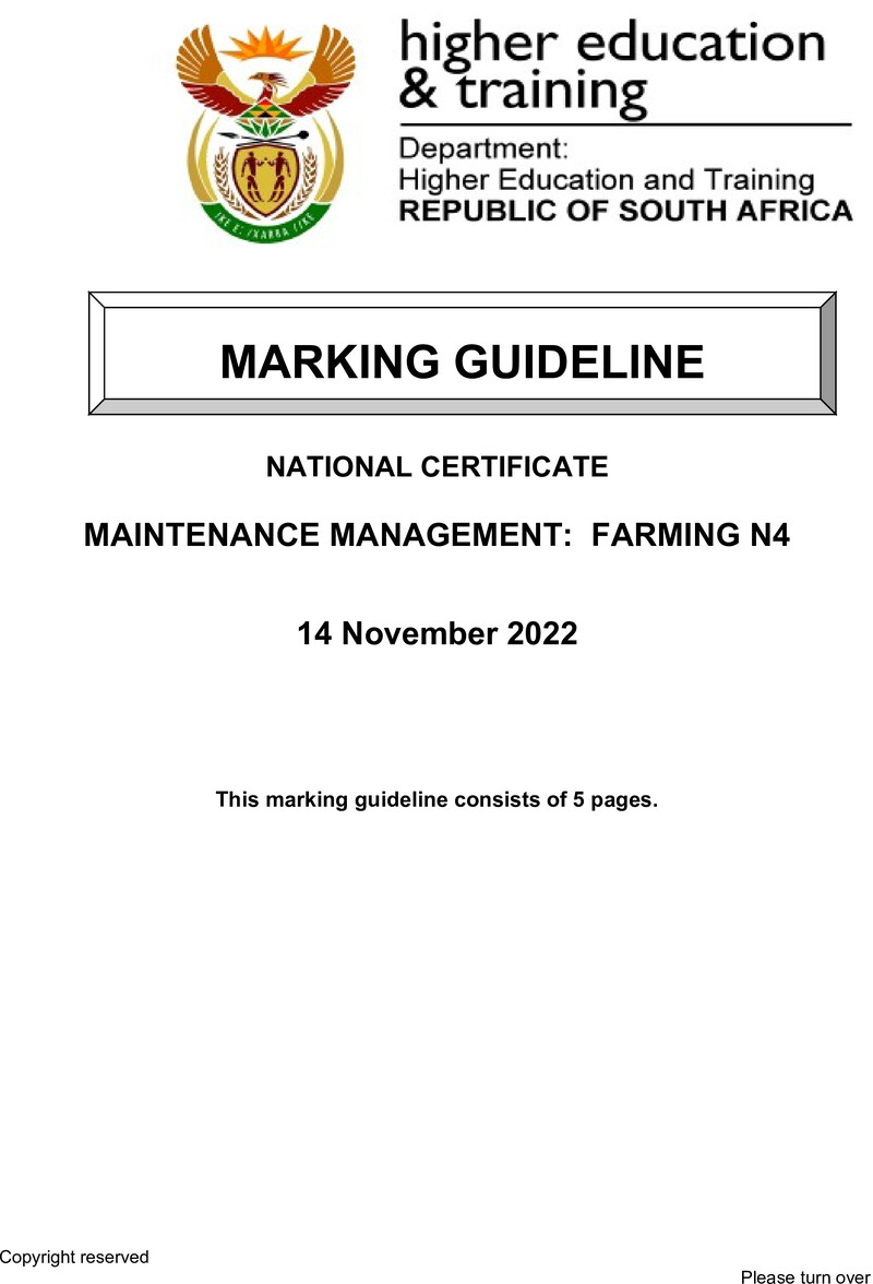 N1000 Maintenance Management Farming N4 Memo 2022 Edit