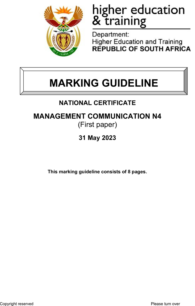 Management Communication N4 P1 Memo June 2023