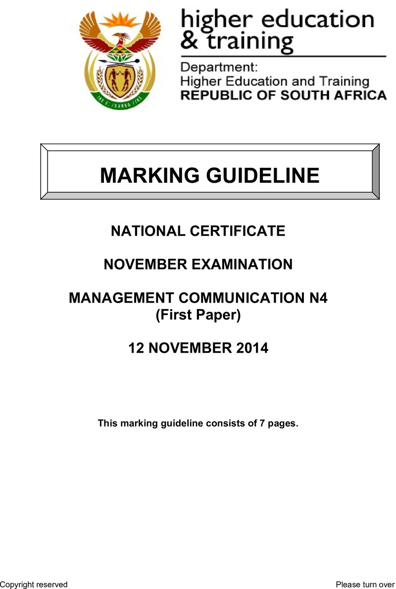 Management Communication N4 P1 Nov 2014 Memo