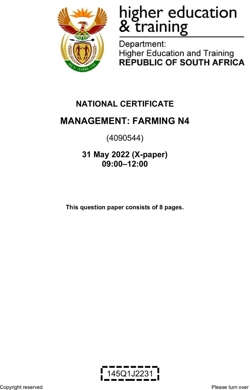 Farming N4 QP Jun 2022 Van Zyl S preview
