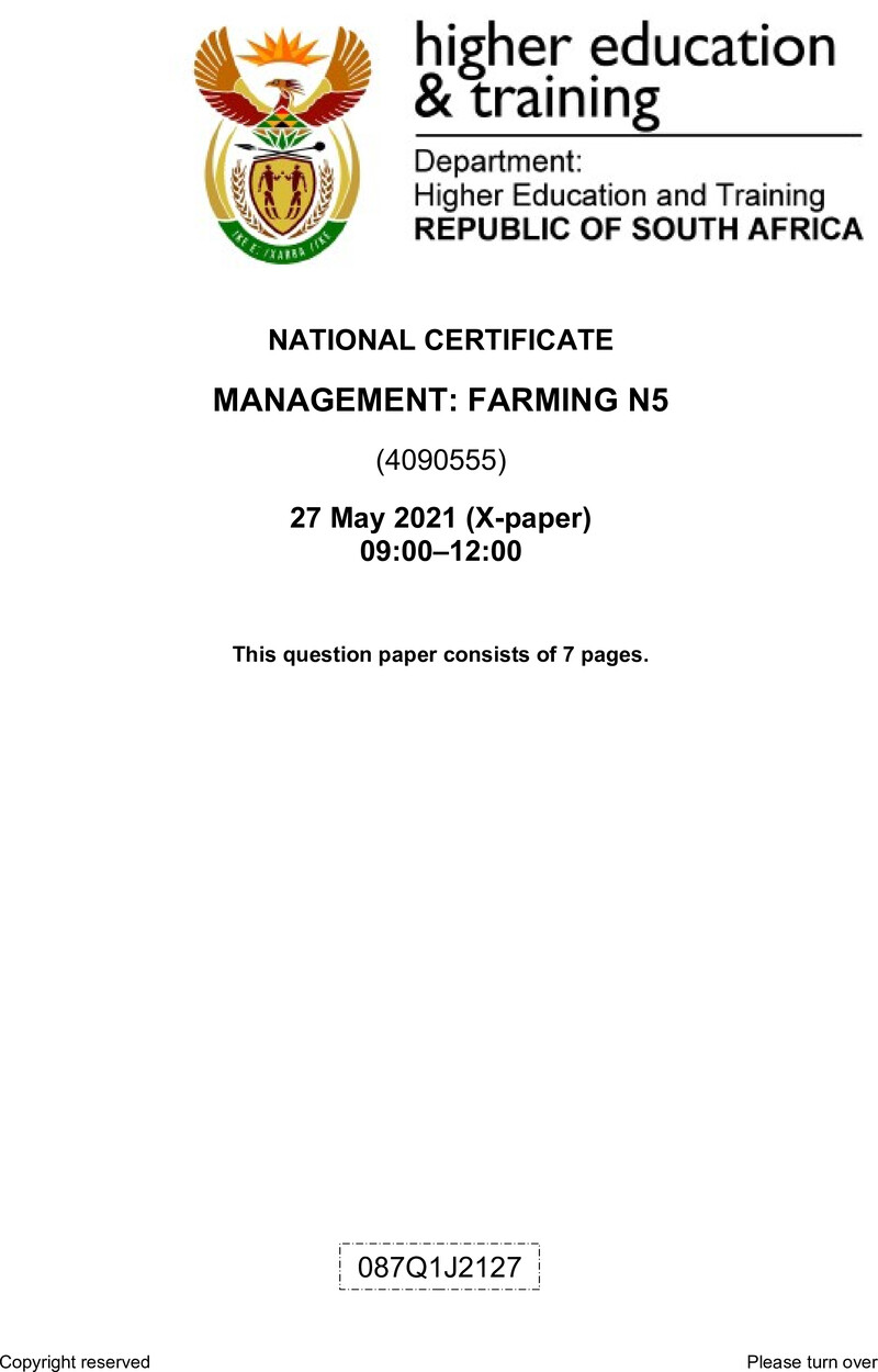 Management Farming N5 QP June 2021