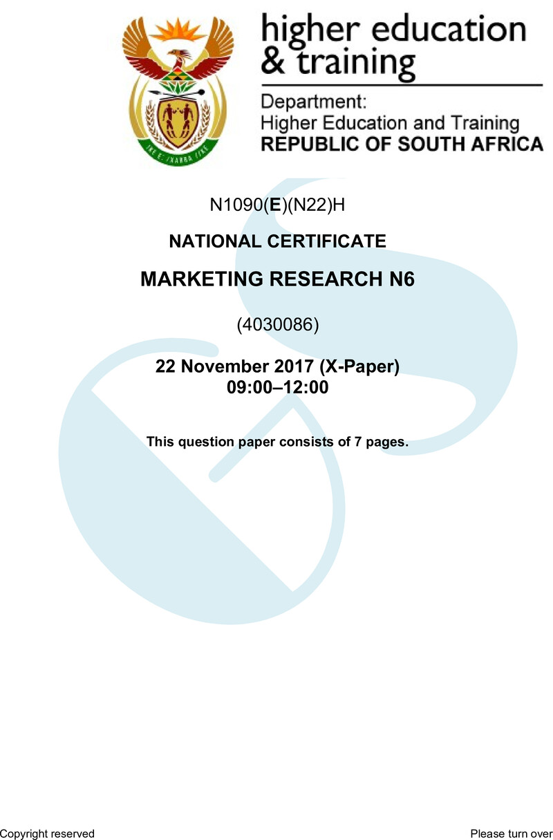 N1080 Marketing Research N6 Nov QP 2017