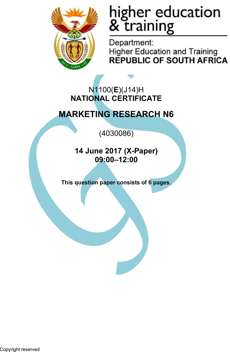 N1100 Marketing Research N6 QP June 2017