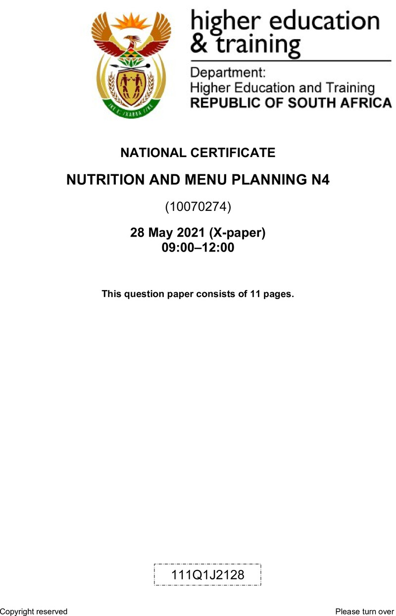 And Menu Planning N4 QP June 2021 Ed preview
