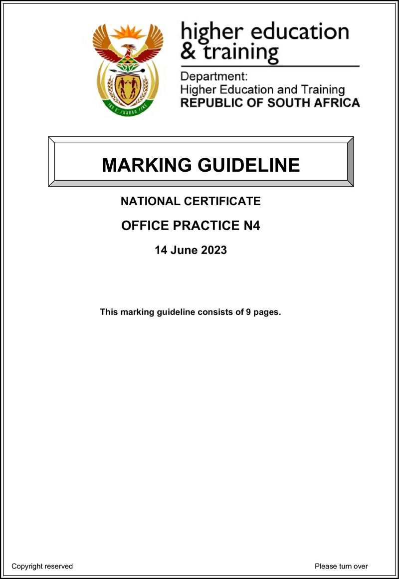 Office Practice N4 Memo June 2023