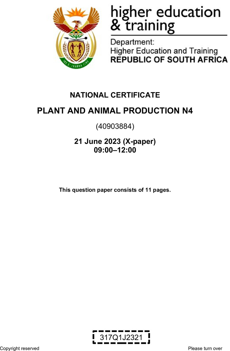 And Animal Production N4 QP June 2023 Edit Posthumus preview