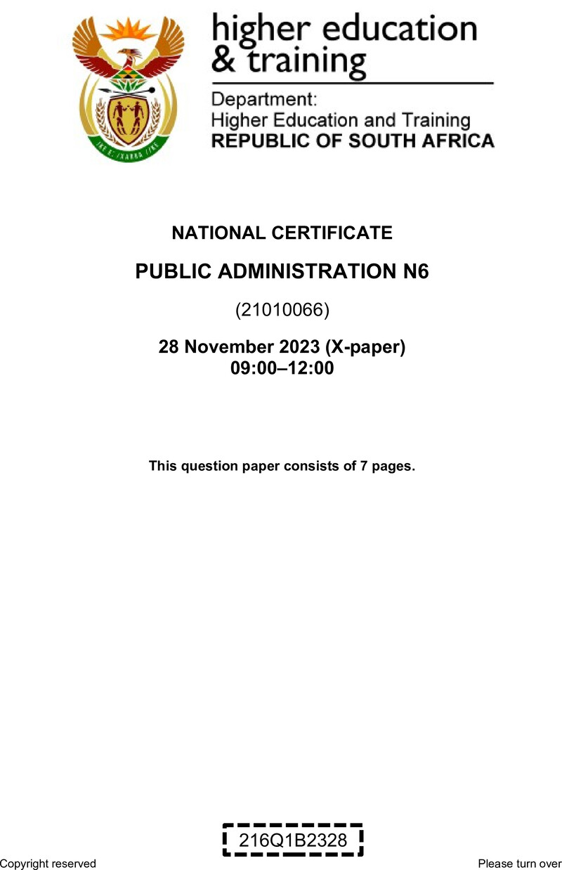 N1370 Public Administration N6 Nov QP 2023 Edit Posthumus