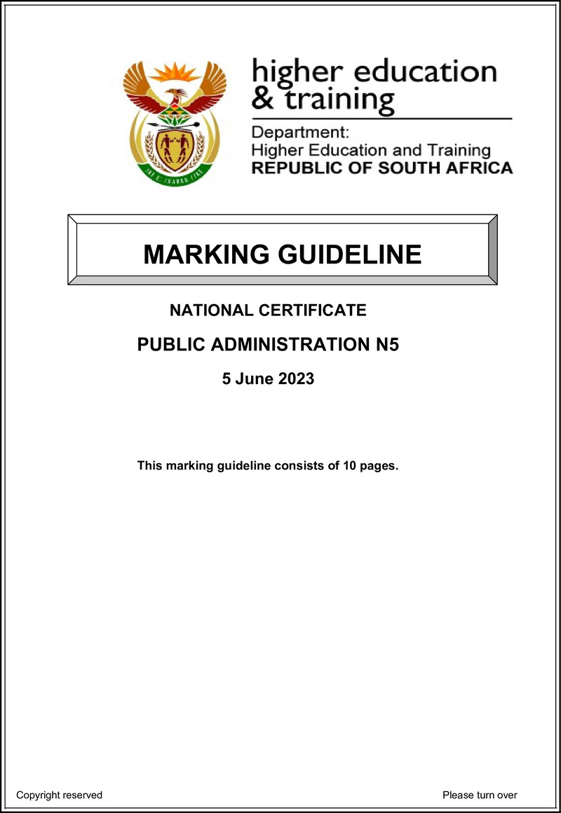 Public Administration N5 Memo June 2023 Edt