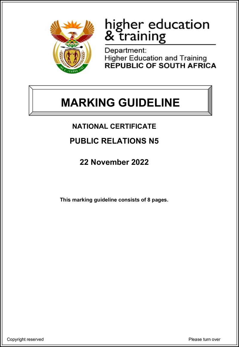 Public Relations N5 Nov Memo 2022