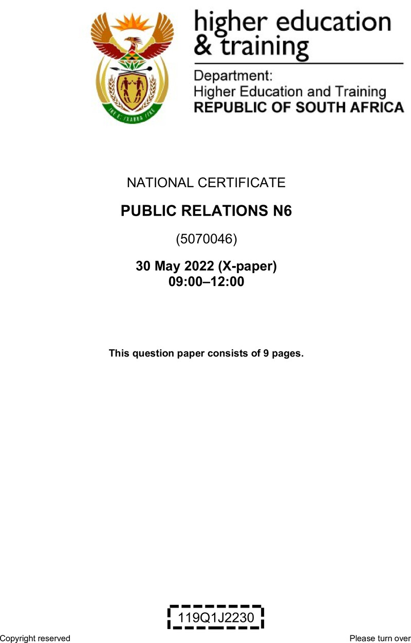 Public Relations N6 QP June 2022 Watson