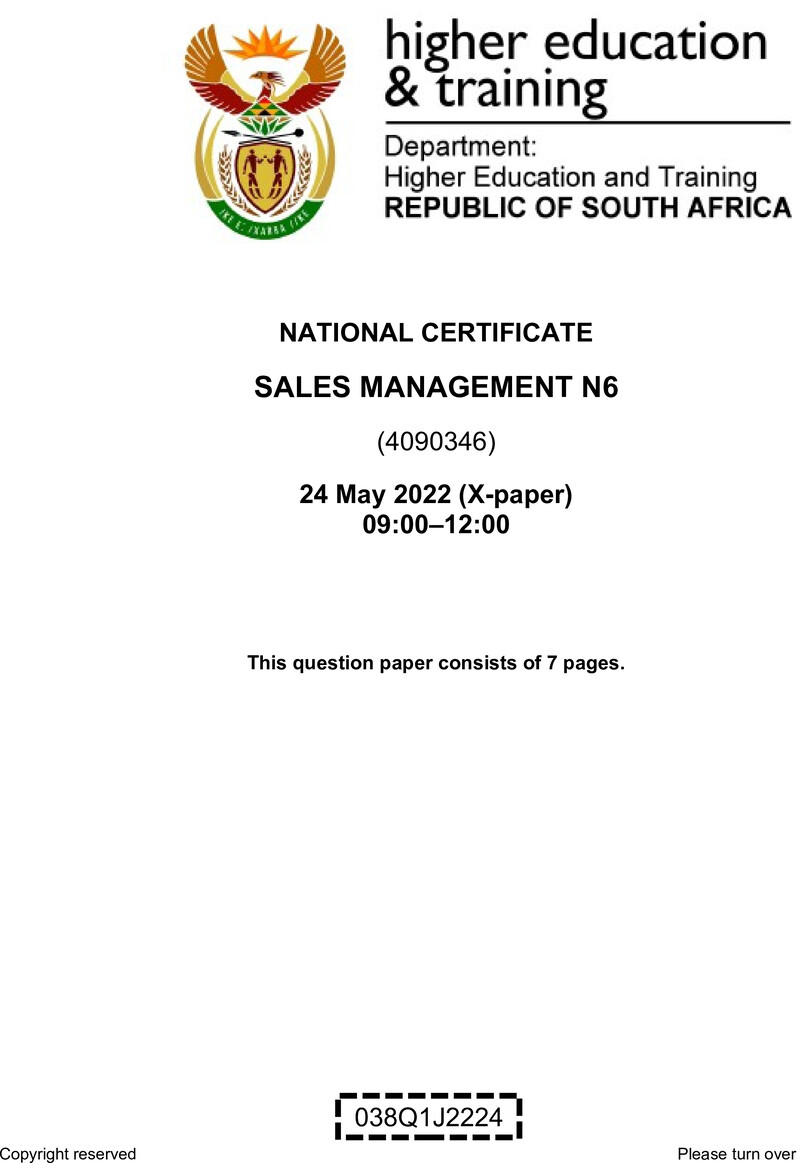 Sales Management N6 June QP 2022 Edit Posthumus