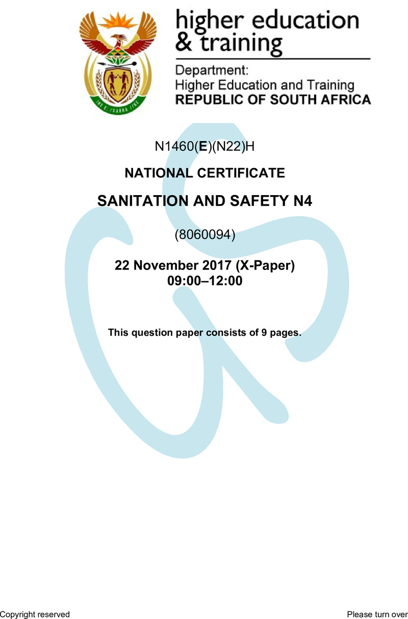 N1460 Sanitation And Safety N4 Nov QP 2017 Editing
