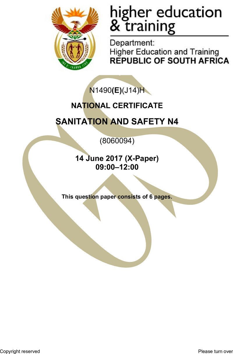 N1490 Sanitation And Safety N4 QP June 2017