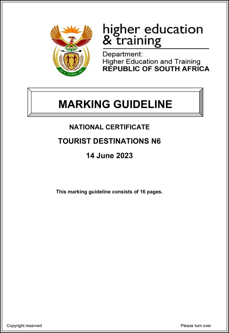 Tourist Destinations N6 Memo June 2023 Edited