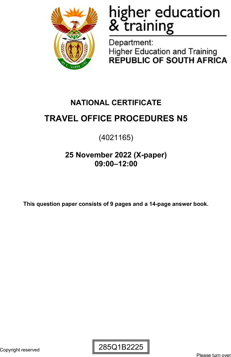 Travel Office Procedures N5 QP Nov 2022 Edited Fopma