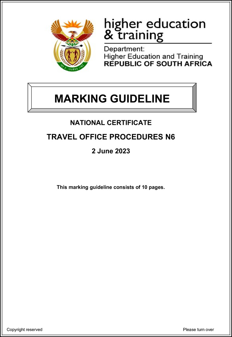 Travel Office Procedures N6 June Memo 2023