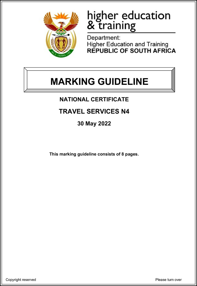 Travel Services N4 Memo June 2022