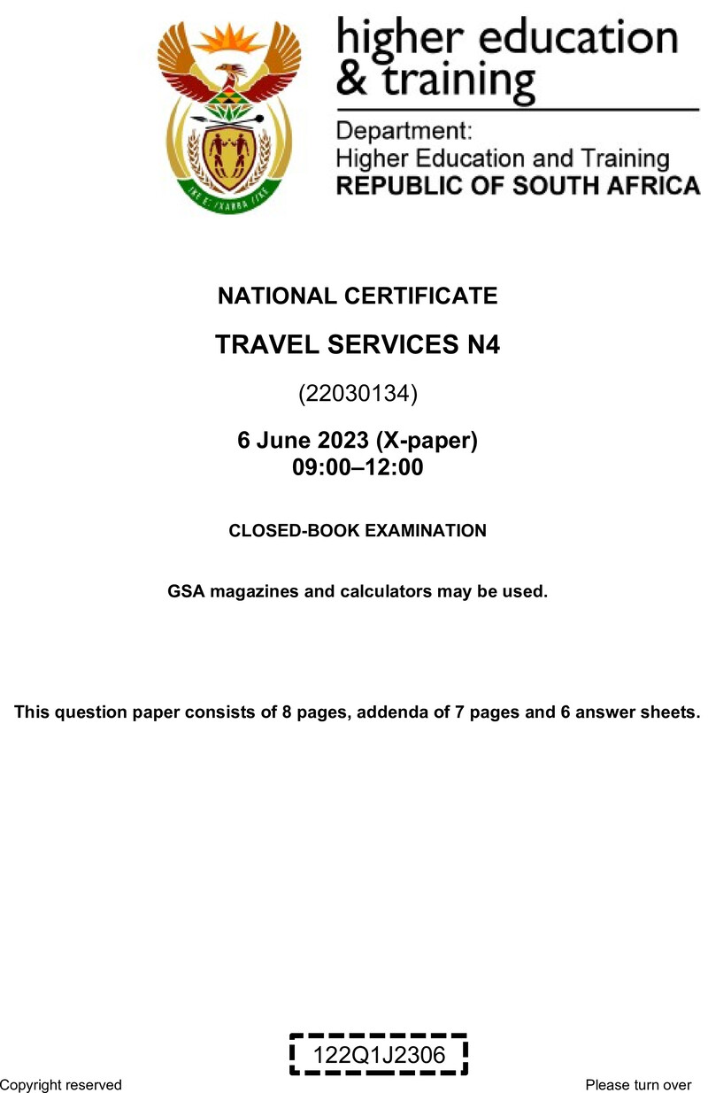 Travel Services N4 QP June 2023 Watson