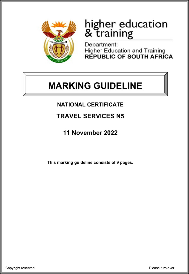 Travel Services N5 Memo Nov 2022 Edit